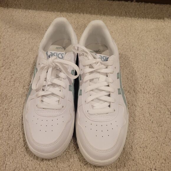 NWOB ASICS Japan S Women's Sneakers Shoes Size 7 EU 38 White/Ocean Haze Leather - Picture 3 of 10